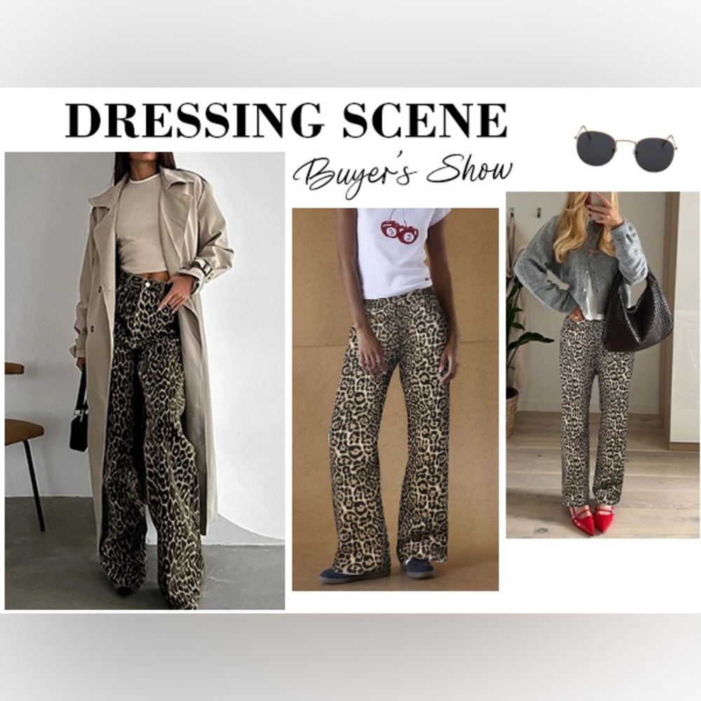 Wide leg leopard print jeans - Picture 3 of 5
